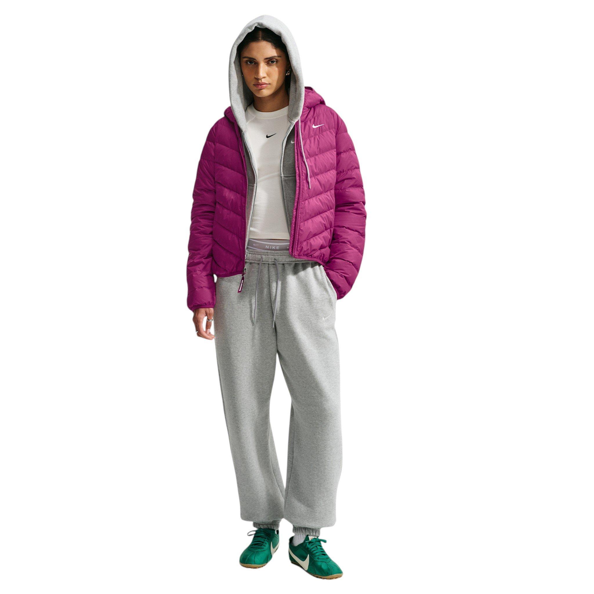 Nike Women's Sportswear Windpuffer Therma-FIT Hooded Down Jacket - Berry - BERRY